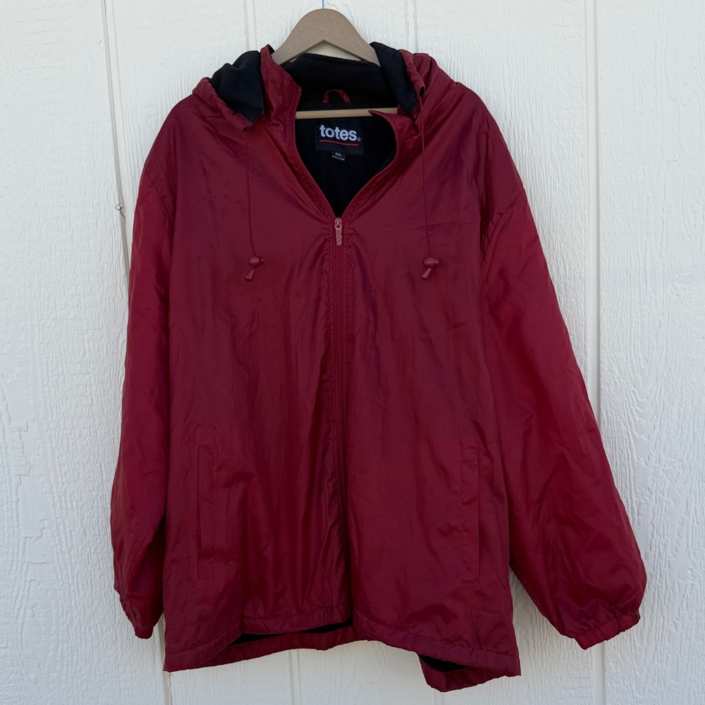 Totes Storm Rain Jacket Lightweight Fleece Lined Unisex Size 4XL Removable Hood